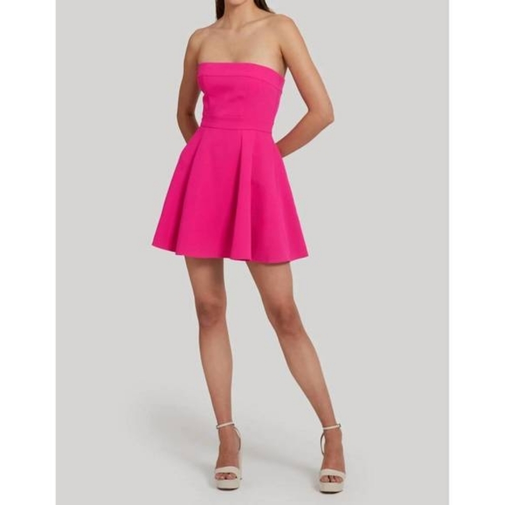 NWT AMANDA UPRICHARD Meryl Strapless Dress in Hot Pink Size L